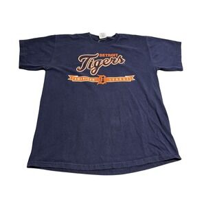 Detroit Tigers Baseball T-Shirt MLB Sports Apparel Lee Mens L Blue Brandon Inge